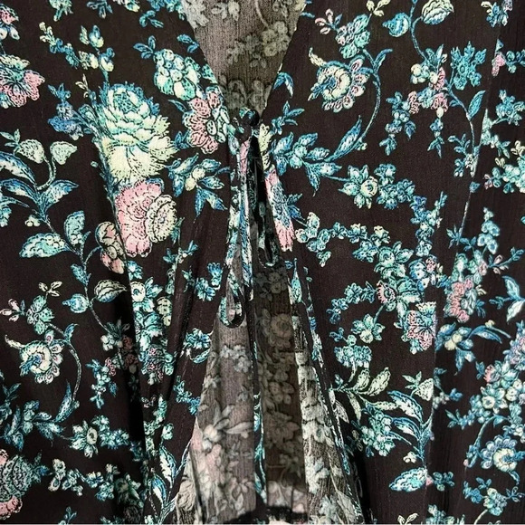 Lucy Love Wrap Front Floral Blouse Large Whimsy Boho Twee Coquette Made In USA - Picture 5 of 7